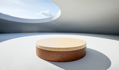 Empty loft room with white walls, city view and concrete floor 3D Render