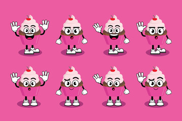 Illustration vector graphic cartoon character of Cute mascot cupcake with pose. Suitable for children book illustration and element design.