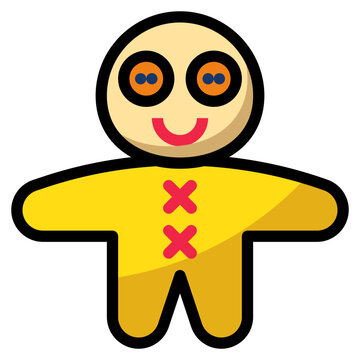 recommend clip art: Craft toy doll plush handmade - filled outline icon