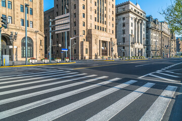 clean urban road with modern building in the city