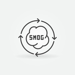 Smog with Arrows vector concept line icon or symbol
