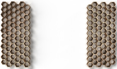 3d rendering image of hexagon solid shape on white background