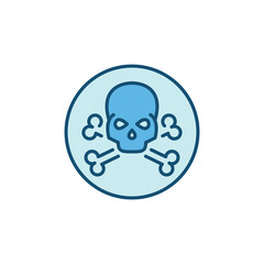 Skull with Bones vector Crossbones round modern icon