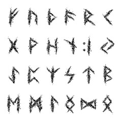 Runic alphabet scandinavian scratched letters