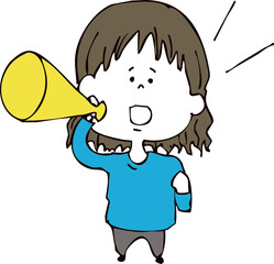 メガホンで応援する女の子
