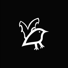 White bird animal vector logo 