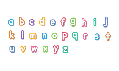 Alphabet for children. Colorful alphabet kids lesson to english alphabet. For learning, study. web banner, posters, postcards, stickers, decor, school decor, EPS 10