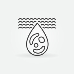 Water Bacteria line icon - Dirty Water Drop vector symbol