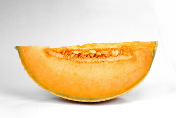 melon slices isolated on white background