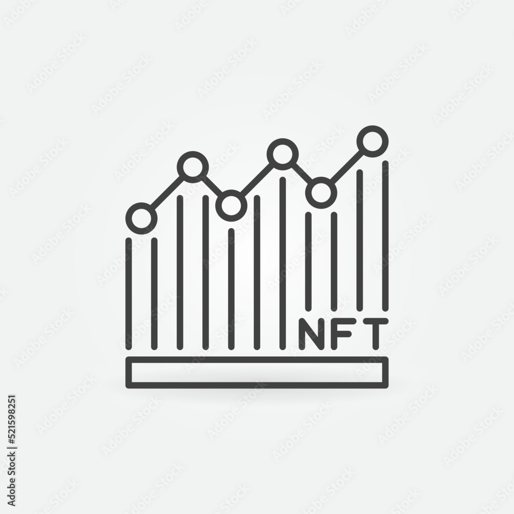 Poster nft line graph vector concept icon. non-fungible token chart symbol
