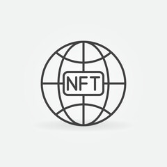 NFT Technology Earth Globe vector concept line icon or symbol