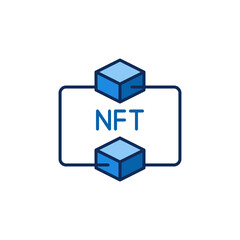 Two Blockchain Blocks with NFT vector concept colored icon