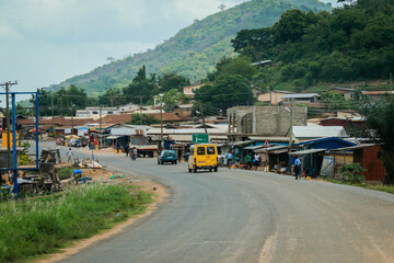 Scenic African Road under the Blue Sky in Ghana, West Africa