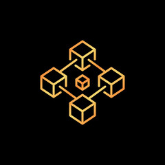 Block Chain vector concept golden icon or symbol in outline style