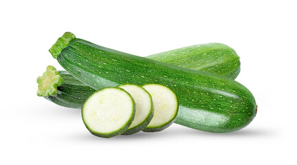Zucchini with slice isolated on white