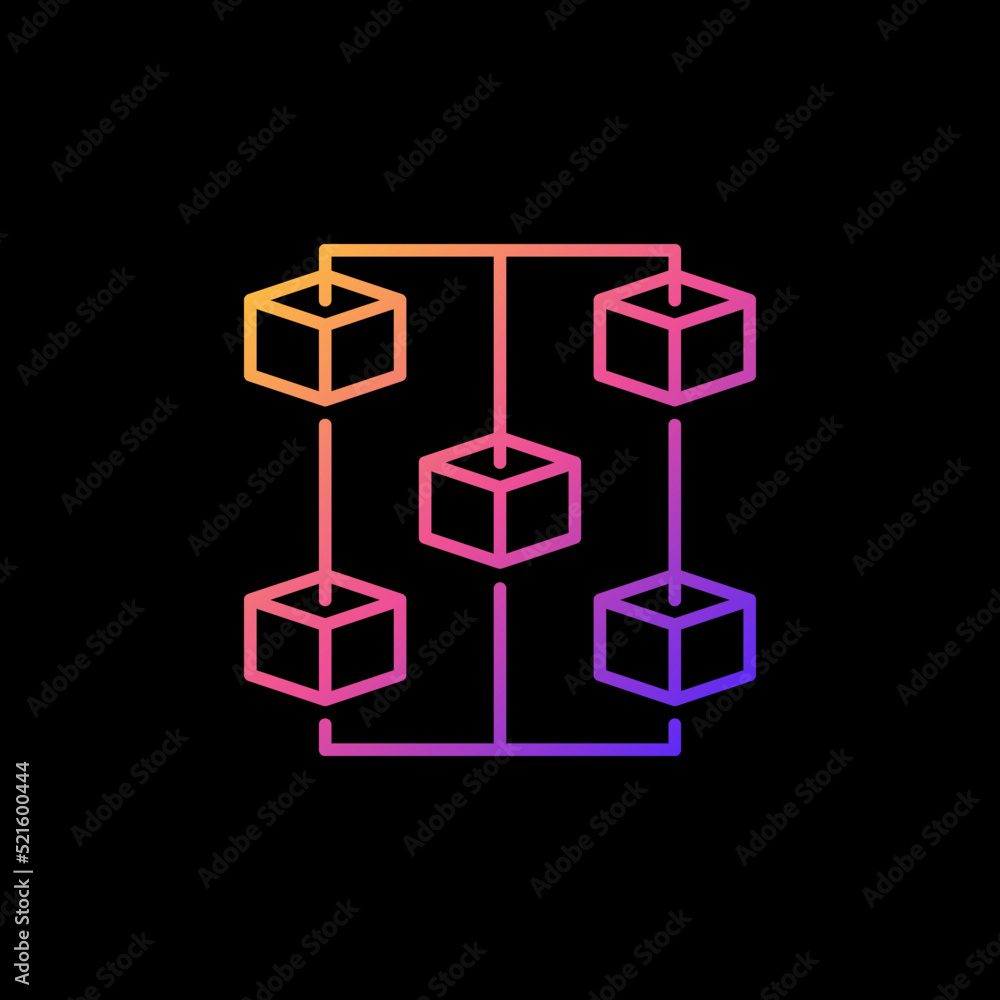 Poster cryptocurrency blockchain vector thin line concept colored icon