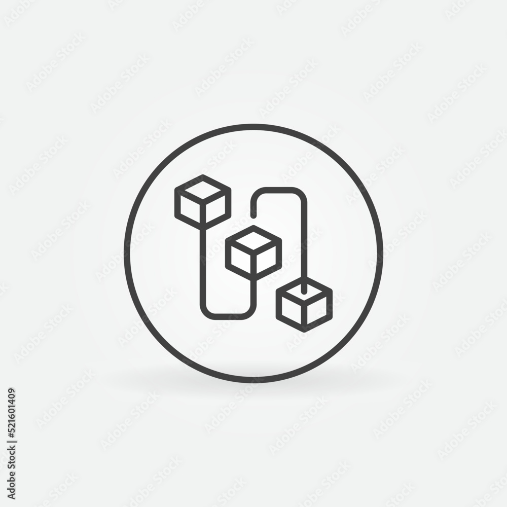 Poster blockchain in circle outline vector minimal icon. block chain sign
