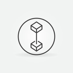 Pair of Blocks - Blockchain vector thin line round icon or symbol