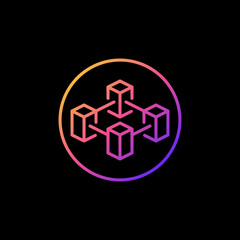 Blockchain in circle line colored icon. Block-Chain vector round sign