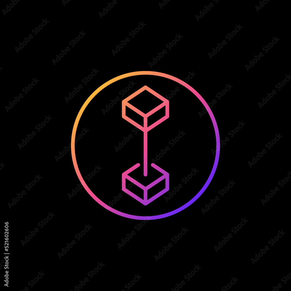 Poster circle with blockchain vector line concept colored round icon or sign