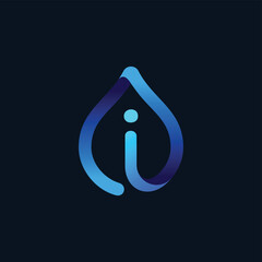 Logo Icon Letter I Water Droplet