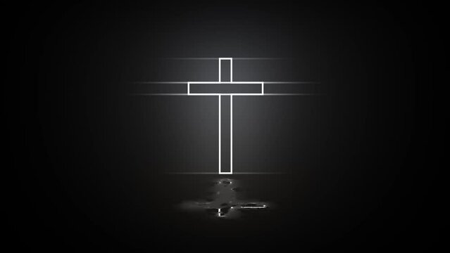 Neon Style white Cross Animated on Black
