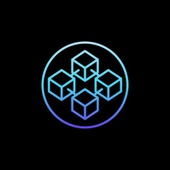 Block Chain in circle vector concept blue linear icon or symbol