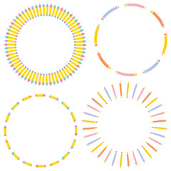 Hand-drawn back to school stationery study supply photo frame set