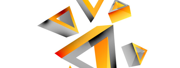 Triangle abstract background. 3d vector basic shape technology or business concept composition. Trendy techno business template for wallpaper, banner, background or landing