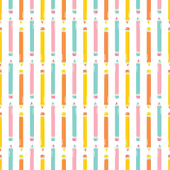 Pencil back to school seamless hand-drawn vector pattern. Part of collection