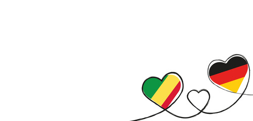 Drei Herzen mit der Fahne von Deutschland und der Republik Kongo