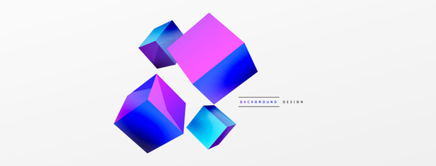 Fototapeta premium 3d vector abstract background. Flying cubes composition. Trendy techno business template for wallpaper, banner, background or landing