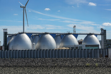 Digesters of the Hamburger sewage treatment plant, centrally located in the port, the plant treats...