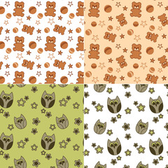 A set of seamless vector backgrounds for children, children's textiles, clothing, fabric