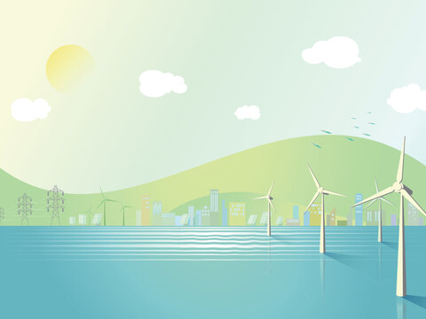 Under the sun 1 ECO community with ECO element shows the environmental protection vector illustration graphic EPS10