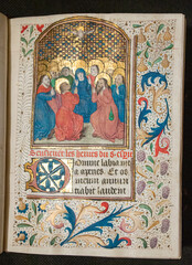 Book of Hours, Use of Therouanne, in Latin and French c.1470s. Painted and written on vellum with...