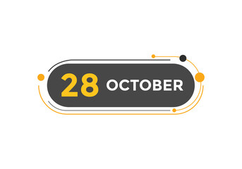 october 28 calendar reminder. 28th october daily calendar icon template. Calendar 28th october icon Design template. Vector illustration
