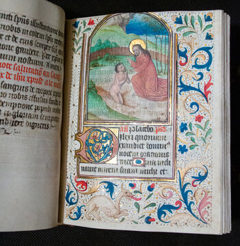 Book of Hours, Use of Therouanne, in Latin and French c.1470s. Painted and written on vellum with twelve full page illuminations.  From Hainult in the south of France and made for a lady of wealth. 