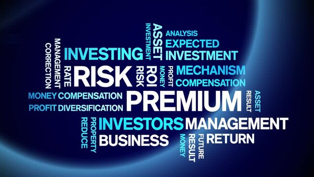 4k Risk Premium Animated Tag Word Cloud;Text Design Animation typography seamless loop.