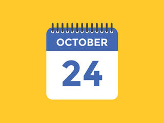 october 24 calendar reminder. 24th october daily calendar icon template. Calendar 24th october icon Design template. Vector illustration
