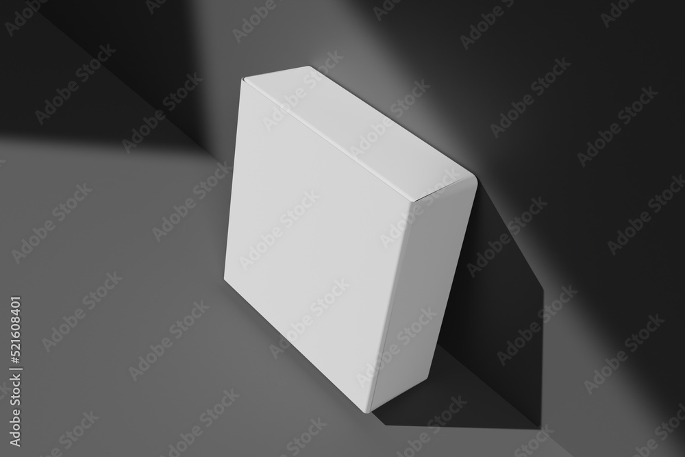 Poster white rectangular box packaging on 3d rendering