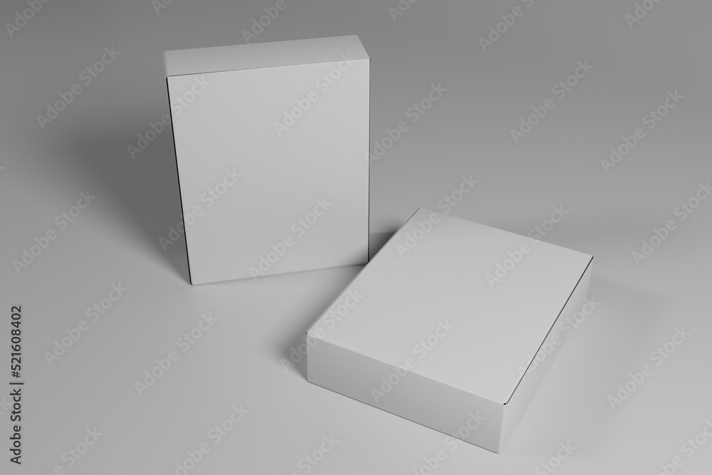 Poster 3d rendering set box packaging