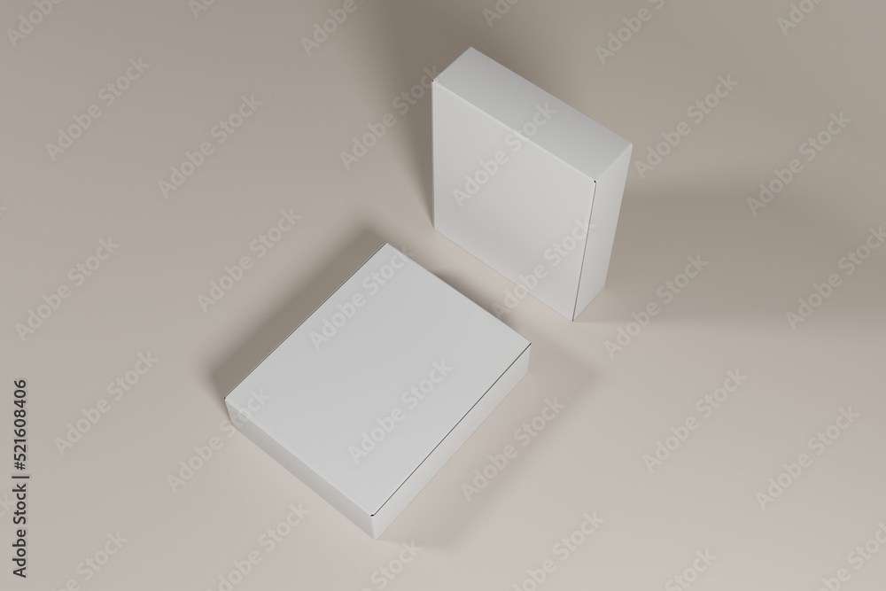 Poster empty white box packaging mockup on 3d rendering