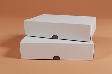 3d rendering white box packaging mockup on front view