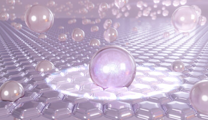 3D rendering of Cosmetics essentials combined with a magic serum. Serum through the skin and reduce saggy skin of the skin cell. Moisturizer for lightening Dark skin tone changed to bright.