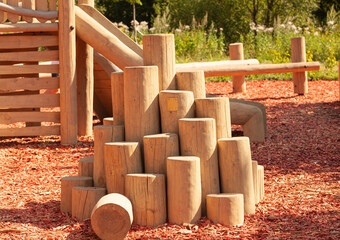 wooden stumps on the playground.