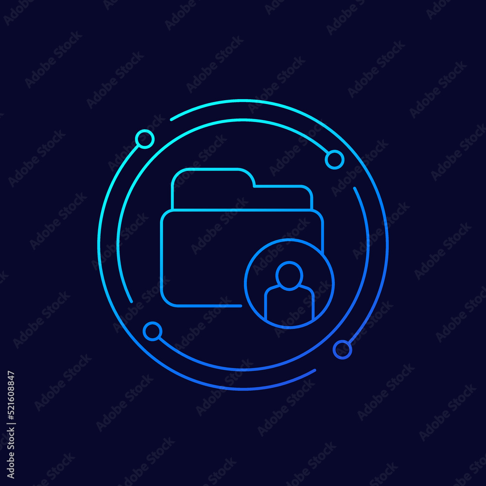 Poster personal data folder icon, linear design