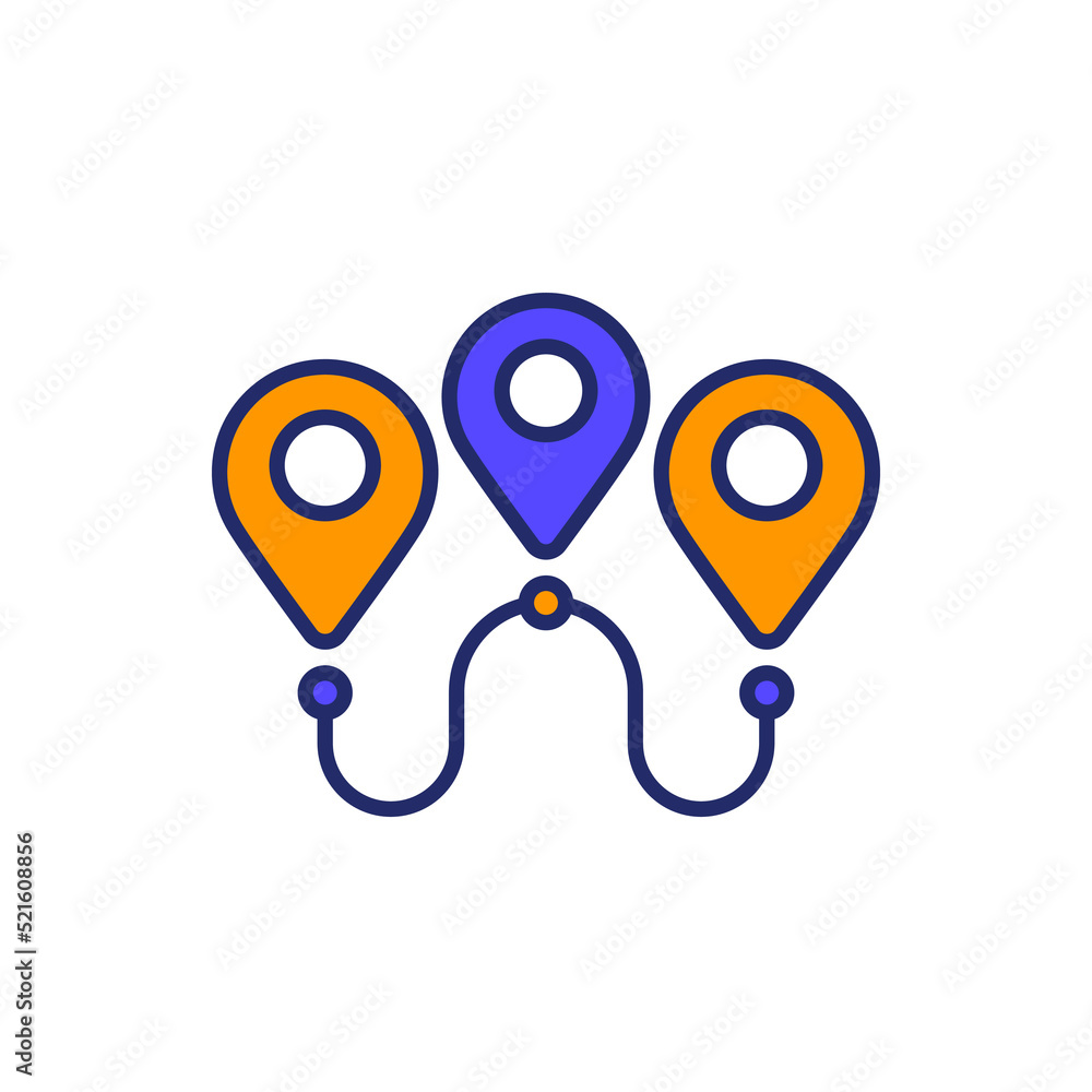 Poster path or route icon with outline