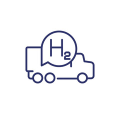 hydrogen truck line icon, hydrogen-powered vehicle