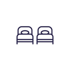 twin beds icon, line vector